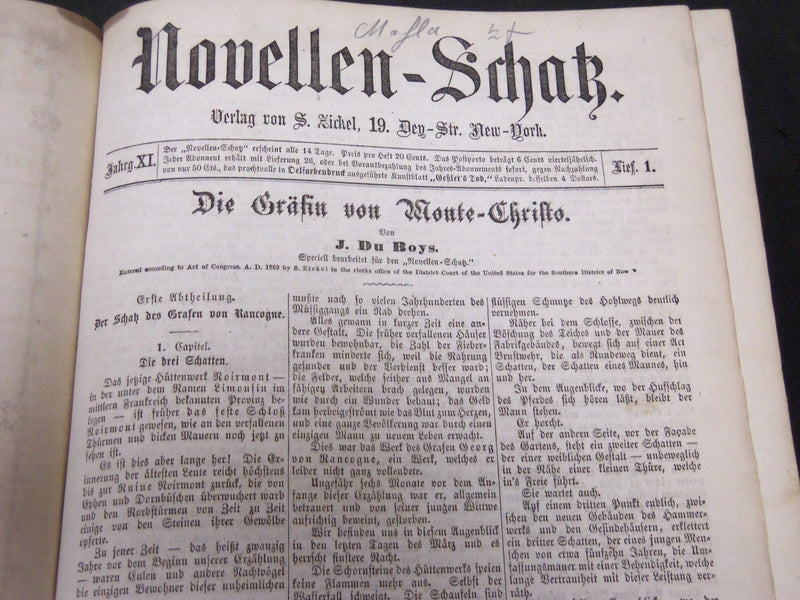 LATE 1800'S NOVELLEN SCHATZ GERMAN BOUND VOLUME 21/22 - KD 3396A