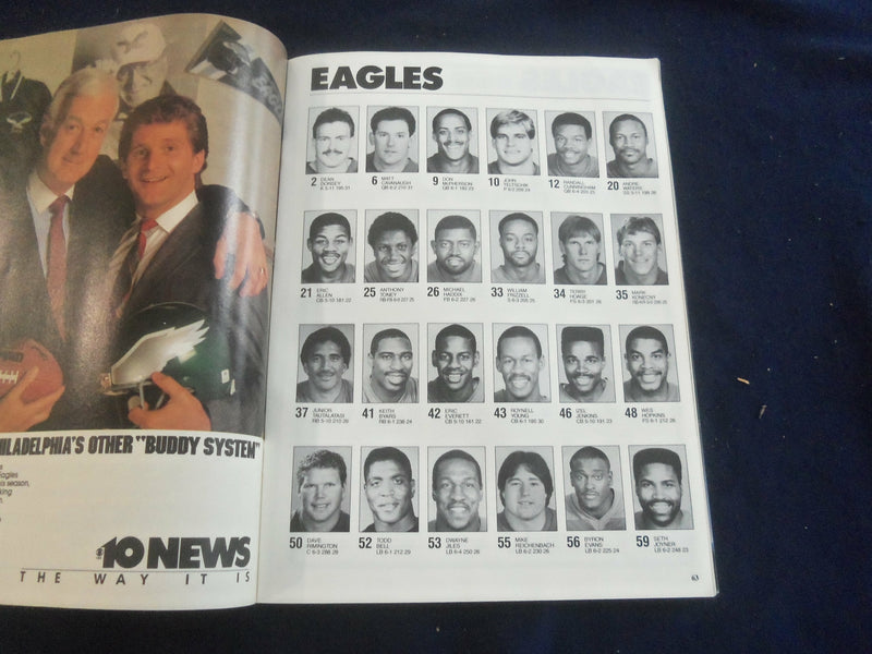 1988 OCTOBER 2 GAMEDAY MAGAZINE- PHILADELPHIA EAGLES VS HOUSTON OILERS - F 250L