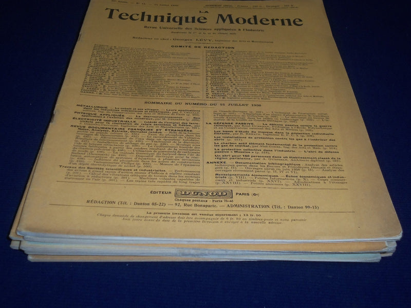 1938 LA TECHNIQUE MODERNE FRENCH MAGAZINE LOT OF 7 ISSUES - GREAT ADS - O 2713