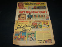 1945 QUAKER OATS FOOTBALL COLOR COMIC ADS LOT OF 3 - CRISLER - CRAVATH - NP 5382