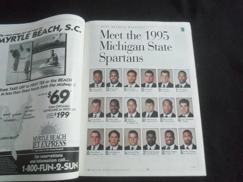 1995 NOVEMBER 25 FOOTBALL PROGRAM - MICHIGAN STATE VS PENN STATE UNIV - B 5533S