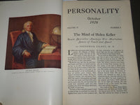 1928 OCTOBER PERSONALITY MAGAZINE OF BIOGRAPHY - MIND OF HELEN KELLER - ST 5589