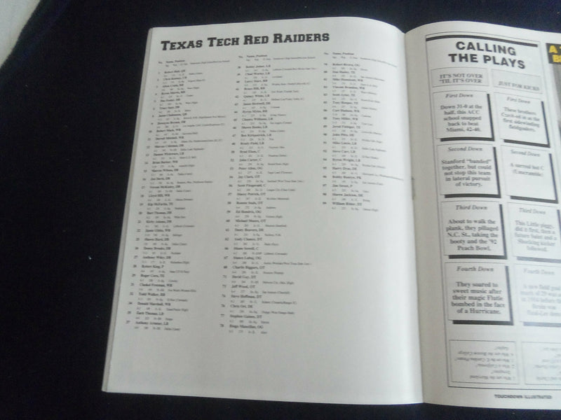 1992 NOV 7 FOOTBALL PROGRAM - RICE UNIVERSITY VS TEXAS TECH UNIV - SP 1215Y