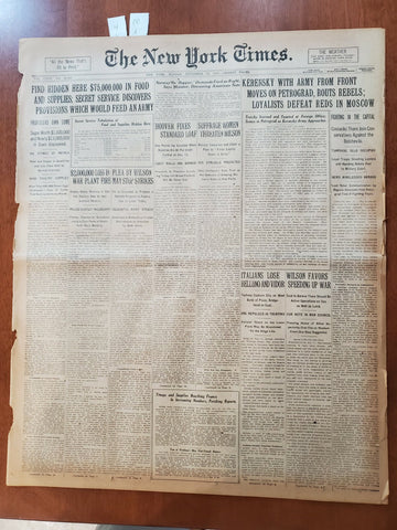 1917 NOVEMBER 12 NEW YORK TIMES - KERENSKY MOVES ON PETROGRAD - NT 8067