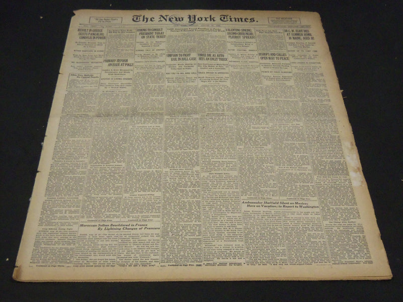 1926 AUGUST 23 NEW YORK TIMES - DR. C. W. ELIOT DIES AT 92 - NT 5356