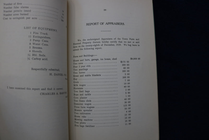 1929 UPTON TOWN OFFICERS ANNUAL REPORT SOFTCOVER BOOK - K 873