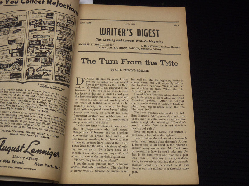 1943 MAY WRITER'S DIGEST MAGAZINE - MATHIEU - YEWDALE - ROBERTS - K 1034