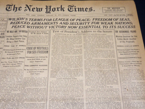 1917 JANUARY 23 NEW YORK TIMES - WILSON TERMS FREEDOM OF SEAS - NT 8753