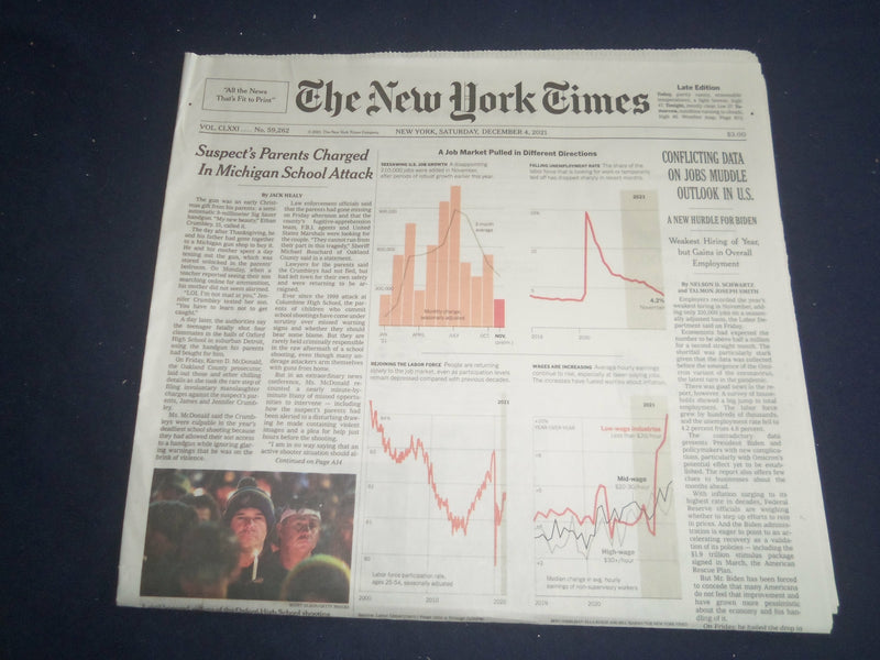 2021 DECEMBER 4 NEW YORK TIMES - SUSPECT'S PARENTS CHARGED IN MICHIGAN ATTACK