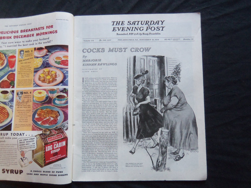 1939 NOVEMBER 25 THE SATURDAY EVENING POST MAGAZINE - ILLUSTRATED COVER- SP 1806