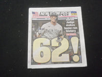 2022 OCTOBER 5 NEW YORK POST NEWSPAPER - AARON JUDGE HITS HOME RUN #62