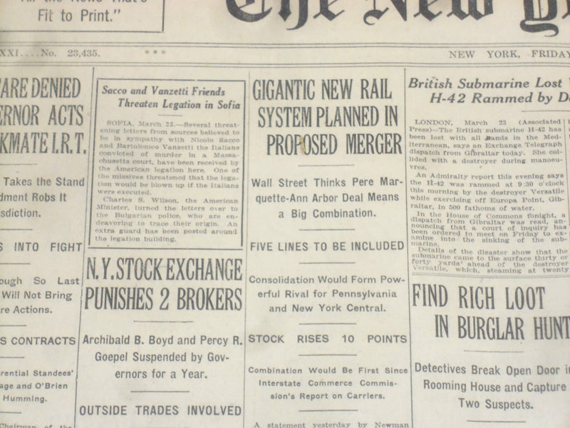 1922 MARCH 24 NEW YORK TIMES - MARQUETTE-ANN ARBOR RAILROAD DEAL - NT 8326