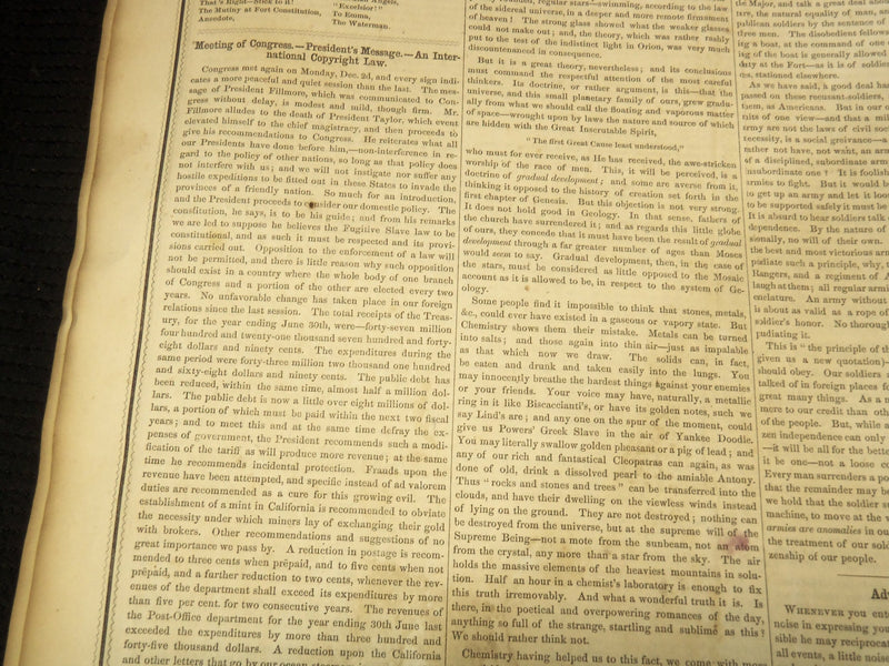 1850 DECEMBER 14 THE BOSTON MUSEUM NEWSPAPER - SNOW IMAGE - HAWTHORNE - NP 9039