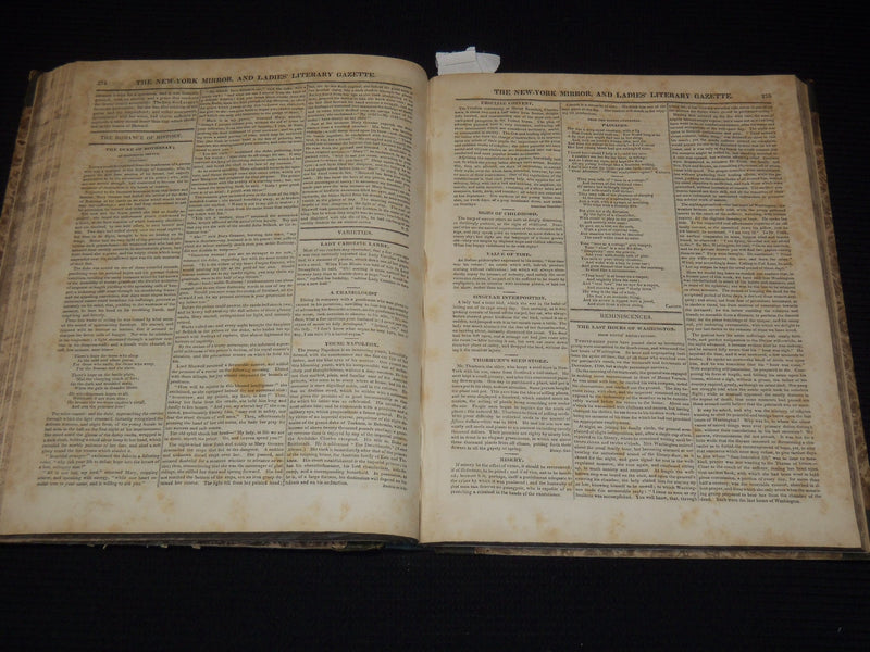 1827-1828 NEW YORK MIRROR AND LADIES GAZETTE BOUND VOLUME - R 89D
