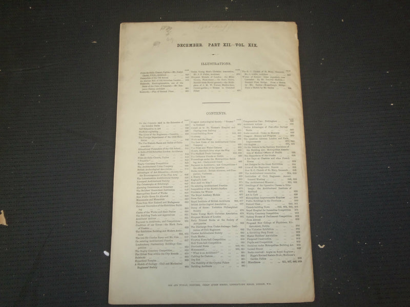1861 DECEMBER THE BUILDER ARCHITECT MAGAZINE - 4 ISSUES -ILLUSTRATIONS - ST 416Q