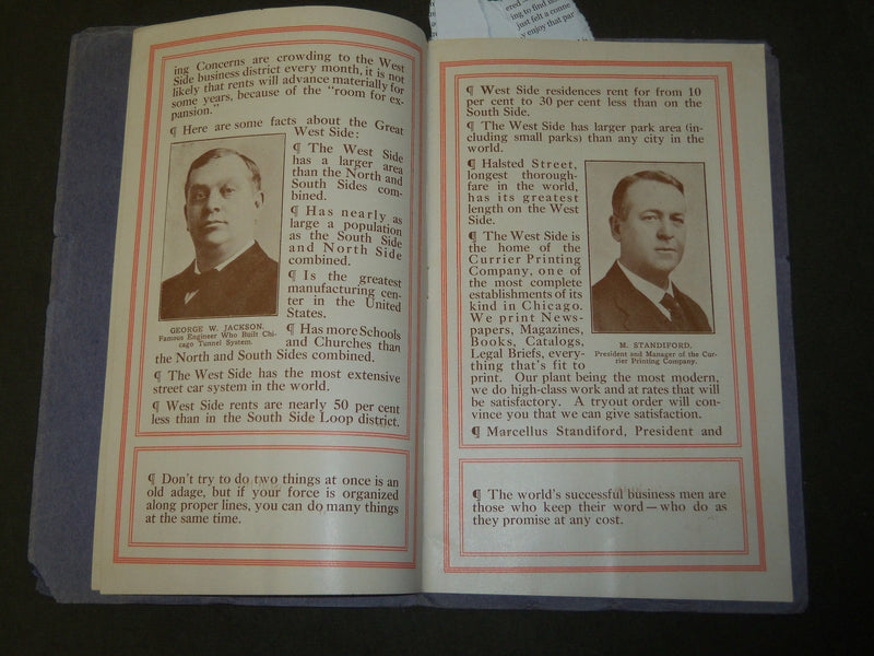 1909 THE GREAT WEST SIDE PROGRAM - CURRIER PRINTING COMPANY - CHICAGO - J 3708