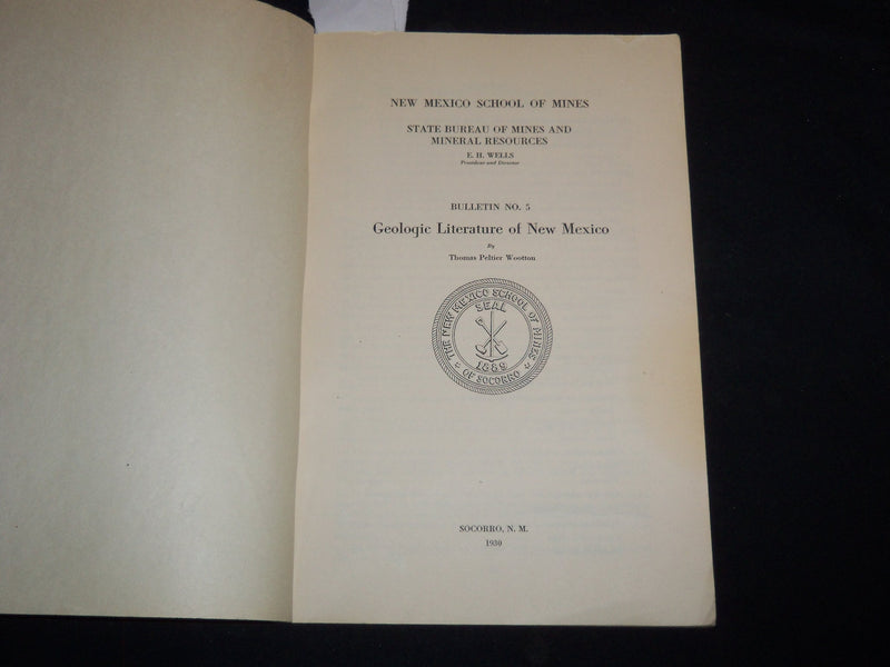 1930 GEOLOGIE LITERATURE OF NEW MEXICO BULLETIN NO. 3 - BUREAU OF MINES - J 9071