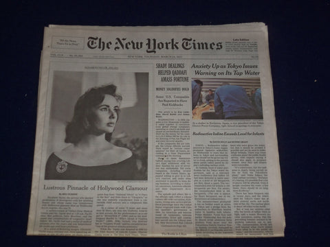 2011 MARCH 24 THE NEW YORK TIMES - ELIZABETH TAYLOR DEAD - NP 3034