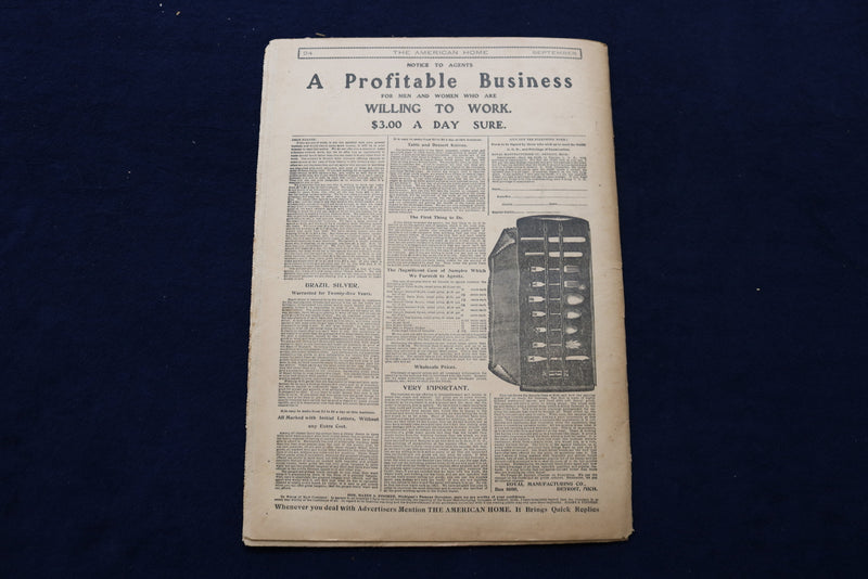 1905 SEPTEMBER THE AMERICAN HOME NEWSPAPER - NICE ILLUSTRATED COVER - NP 8680
