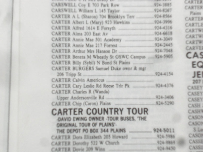 1977 SUMTER COUNTY, GEORGIA DIRECTORY - SOFTCOVER - JIMMIE CARTER - SP 1534T