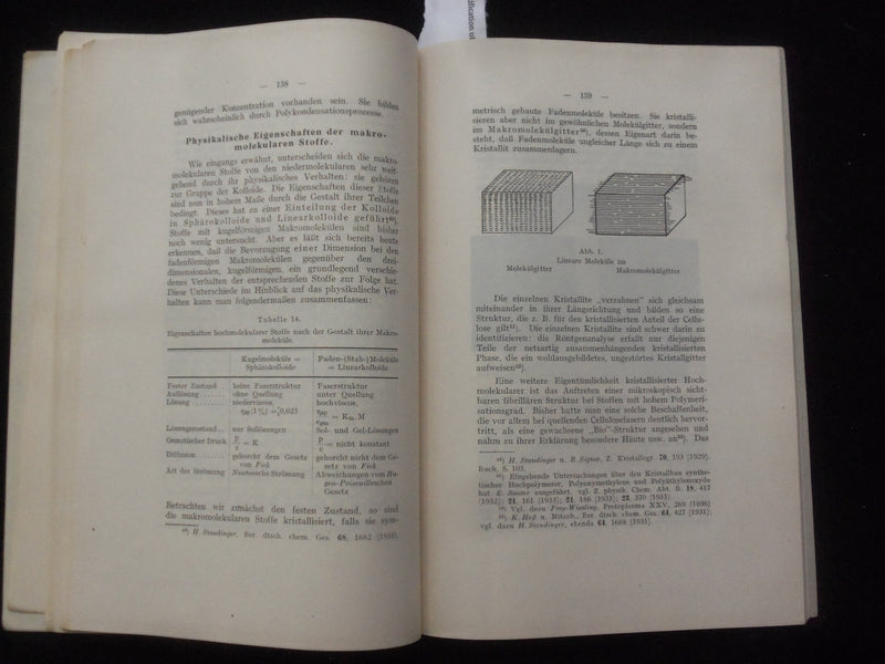 1937 ZUR ENTWICKLUNG DER CHEMIE DER HOCHPOLYMEREN BOOK - GERMAN TEXT - J 9997
