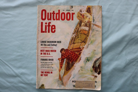 1961 AUGUST OUTDOOR LIFE MAGAZINE - AN ILLUSTRATED RAFT COVER - E 26668