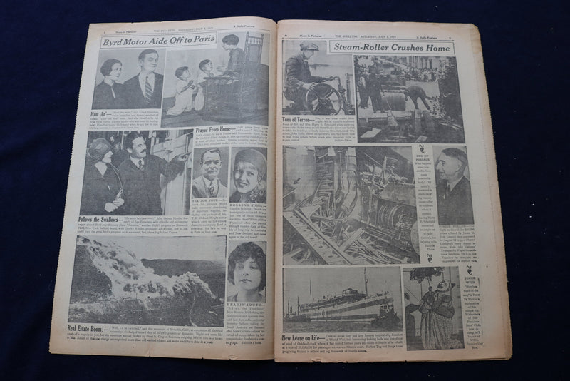1927 JULY 2 SAN FRANCISCO BULLETIN - BYRD, ACOSTA TAKEN TO HOSPITAL - NP 8895