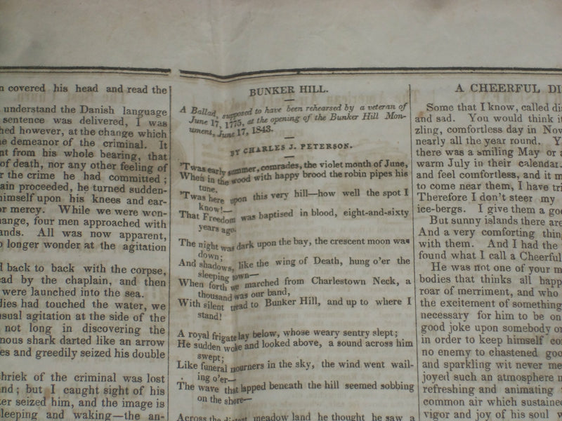 1846 JULY 18 MASSACHUSETTS PLOUGHMAN NEWSPAPER- BUNKER HILL - PATTERSON- NP 5125