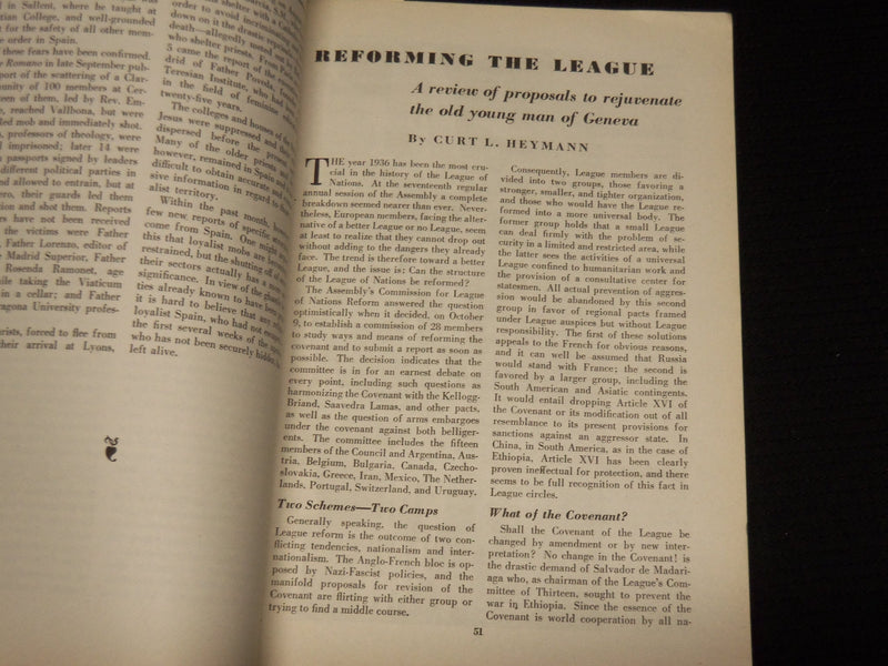 1936 DECEMBER CURRENT HISTORY MAGAZINE - GERMANY TIGHTENS HER BELT - SP 4862P