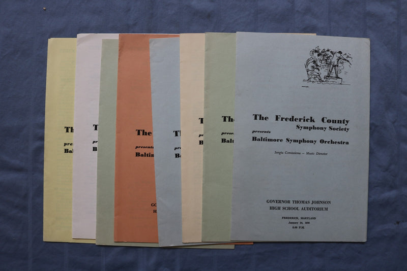 1970-1974 FREDERICK COUNTY SYMPHONY SOCIETY PROGRAM-BALTIMORE- LOT OF 8 - K 3120