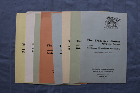 1970-1974 FREDERICK COUNTY SYMPHONY SOCIETY PROGRAM-BALTIMORE- LOT OF 8 - K 3120