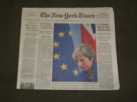 2018 NOVEMBER 26 NEW YORK TIMES - EU LEADERSHIP AGREES ON TERMS IN BEXIT DIVORCE