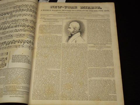 1835-1836 NEW YORK MIRROR AND LADIES GAZETTE BOUND VOLUME - ENGRAVINGS - R 89S