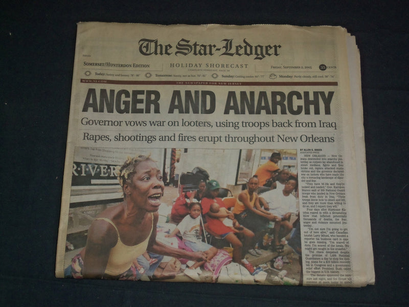 2005 SEPTEMBER 2 THE STAR-LEDGER NEWSPAPER - ANGER AND ANARCHY - NP 3488