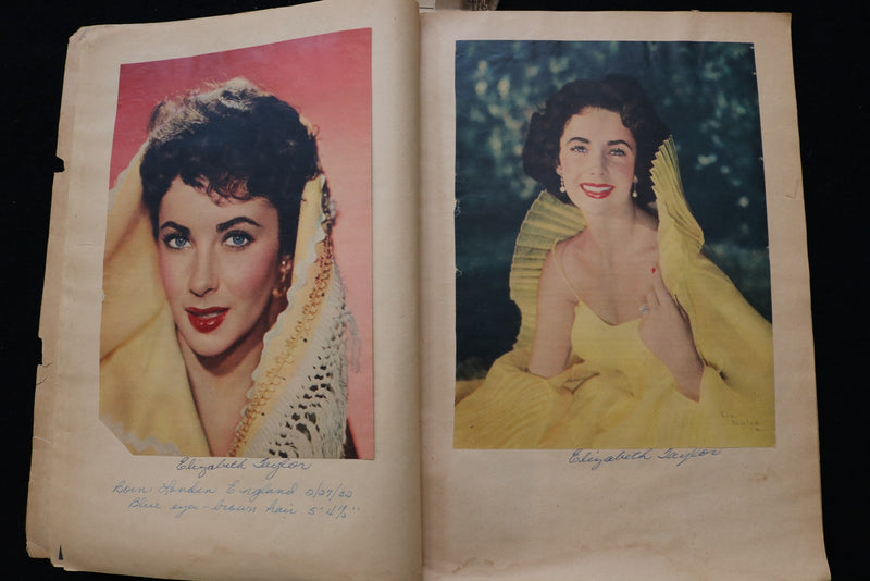 HOLLYWOOD ACTRESSES SCRAPBOOK - ELIZABETH TAYLOR - MARILYN MONROE - E 24917