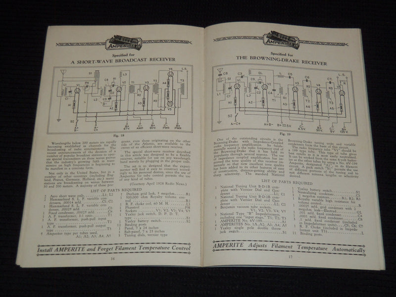 1928 THE AMPERITE BLUE BOOK OF RADIO INFORMATION PUB. BY RADIALL COMPANY- J 7572