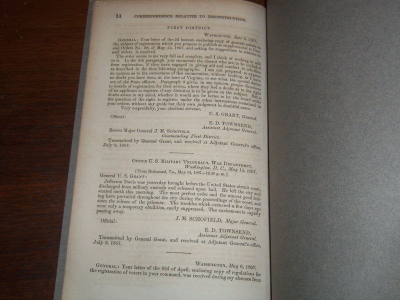 1867 JULY 15 PRESIDENT ANDREW JOHNSON MESSAGE BOOKLET - K 1163