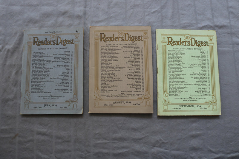 1934 READER'S DIGEST MAGAZINE - LOT OF 12 - COMPLETE YEAR - O 3341