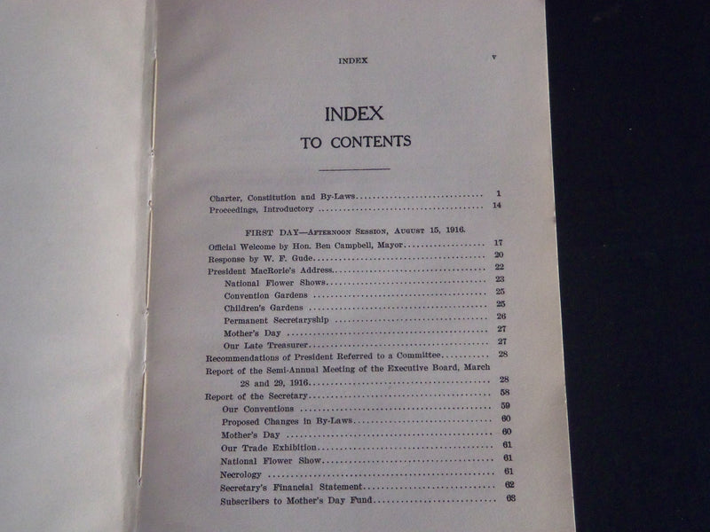1916 SOCIETY OF AMERICAN FLORISTS ORNAMENTAL HORTICULTURISTS PROCEEDINGS- J 4407