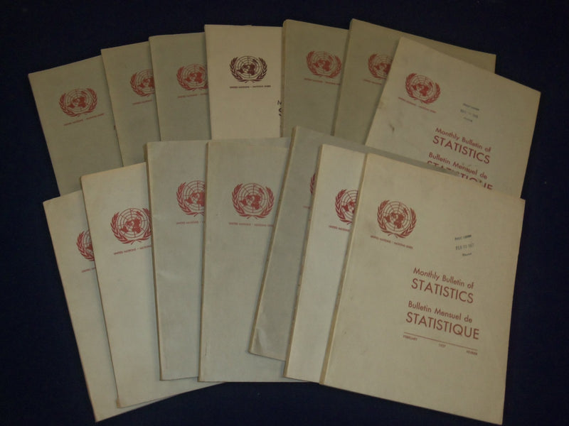 1951-1957 MONTHLY BULLETIN OF STATISTICS LOT OF 24 DIFFERENT ISSUES - O 2855