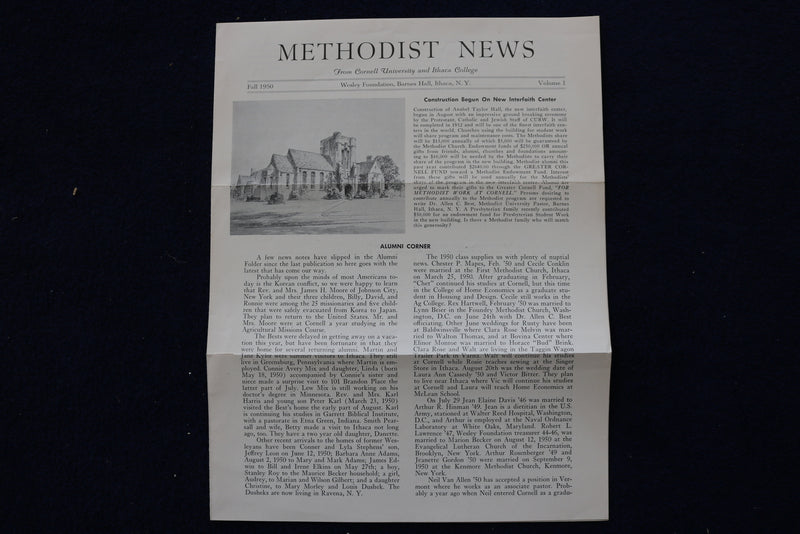1950 FALL METHODIST NEWS - CORNELL UNIVERSITY - ITACA, NEW YORK - K 1614