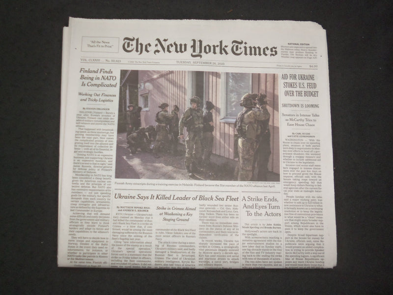 2023 SEPTEMBER 26 NEW YORK TIMES - AID FOR UKRAINE STOKES U.S. FEUD OVER BUDGET