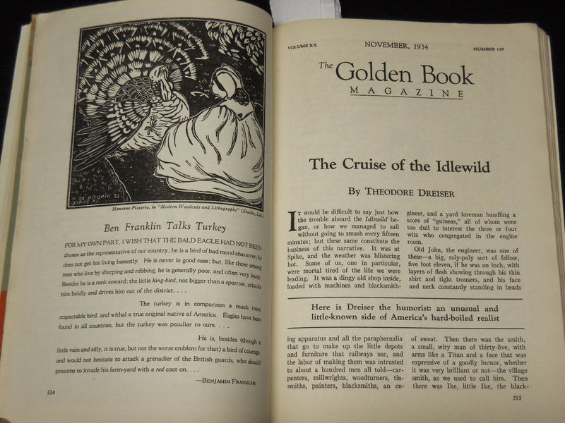 1934 NOVEMBER GOLDEN BOOK MAGAZINE - JACK LONDON - DREISER - BALZAC - K 20
