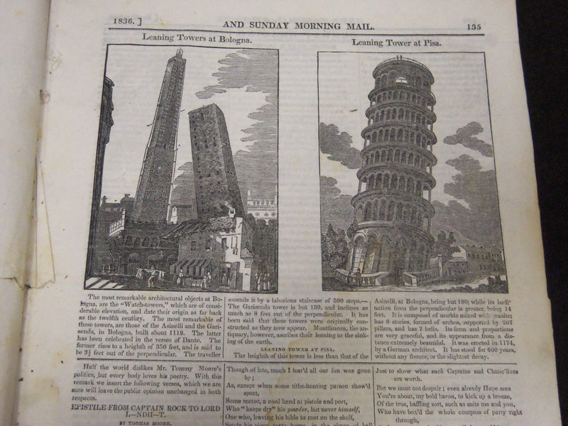 1836-1837 THE NATIONAL ATLAS & SUNDAY MORNING MAIL NEWSPAPER LOT OF 5 - NP 2056