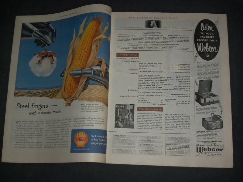 1952 SEPTEMBER 20 THE SATURDAY EVENING POST MAGAZINE-ILLUSTRATED COVER- SP 2479I