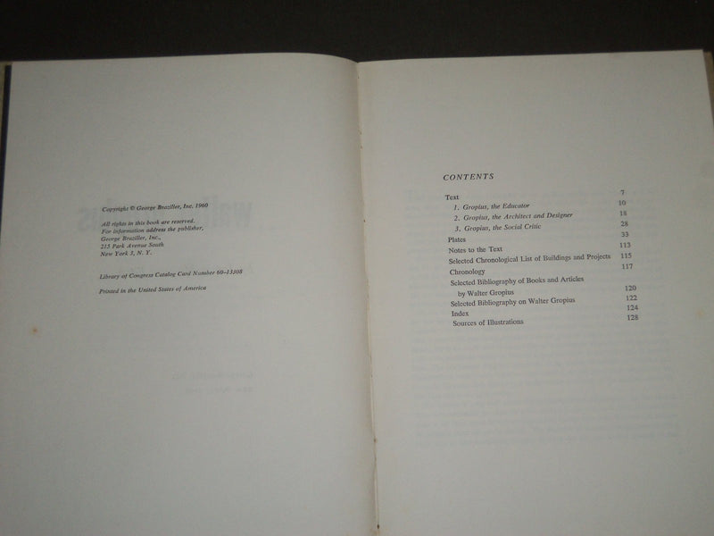 1960 WALTER GROPIUS BY JAMES MARSTON FITCH BOOK - KD 3841