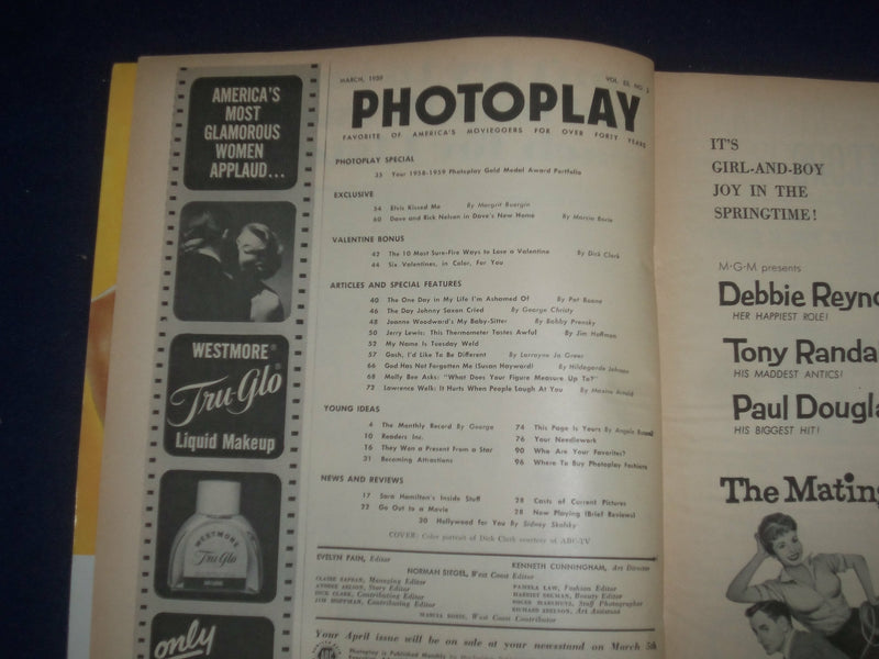 1959 MARCH PHOTOPLAY MAGAZINE - DICK CLARK FRONT COVER - ST 5503A