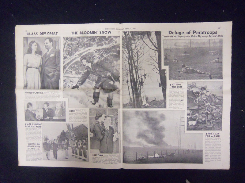 1945 APRIL 5 NEW YORK DAILY NEWS - 3RD, 9TH ROLL ON BERLIN ROAD - NP 2187