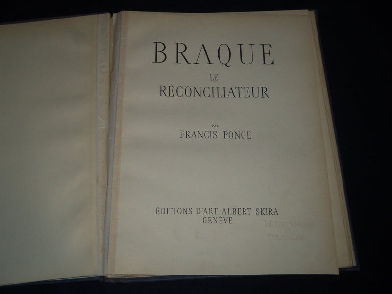 1946 BRAQUE LE RECONCILATEUR VOLUME BY FRANCIS PONGE - GREAT PRINTS - Z 98
