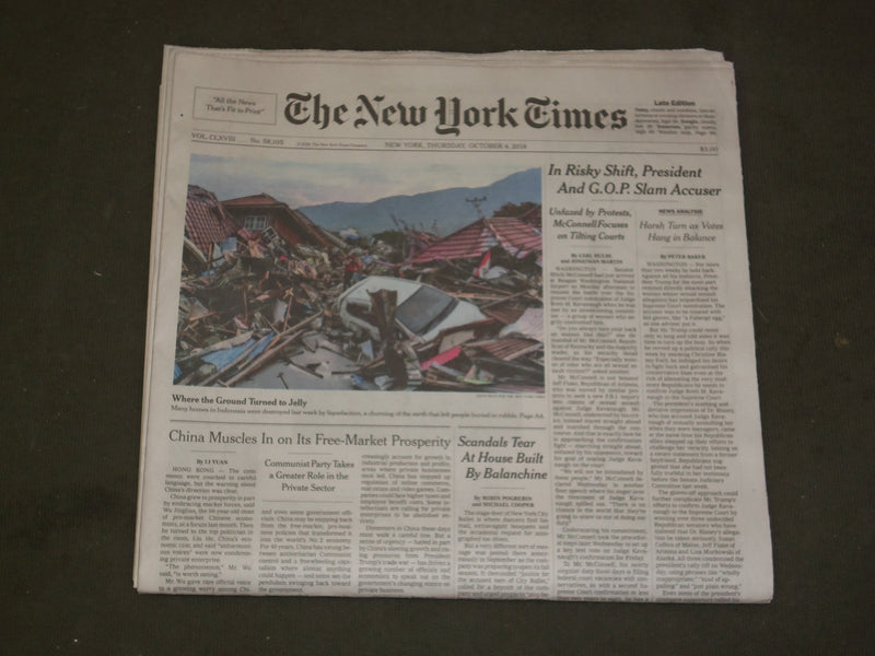 2018 OCTOBER 4 NEW YORK TIMES - TRUMP & GOP SLAM ACCUSER CHRISTINE BLASEY FORD